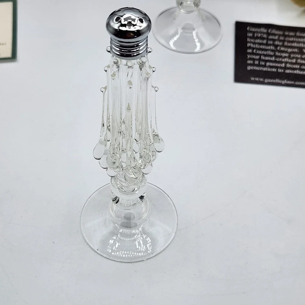 Gilmor Glass Hand Blown Crystal Salt & Pepper‎ Shakers w/ Boxes VTG Elegant